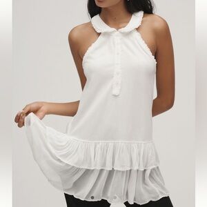 *Anthropologie Maeve Collared Halter Ruffled Tunic Top